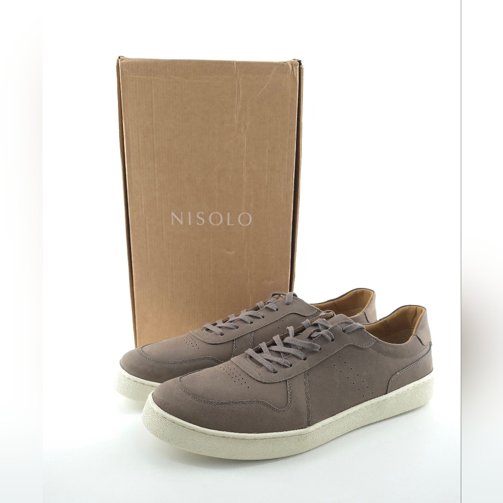 Nisolo Men's Beto Go-To Court Sneaker Grey Lace Up Size 12.5 M - Picture 4 of 7